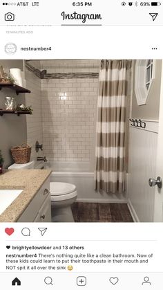 the instagram page shows an image of a bathroom