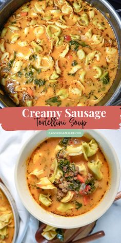 this creamy sausage tortellini soup is so good it's made in the slow cooker