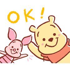 winnie the pooh and piglet playing with each other in front of an ok sign