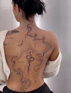 the back of a woman with tattoos on her body