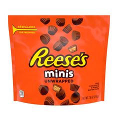 reese's minis unwrapped peanut butter cups are shown in an orange bag