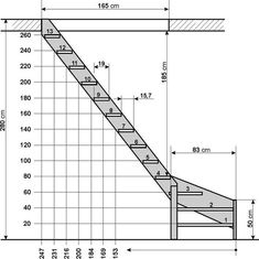 a drawing of a stair case with measurements