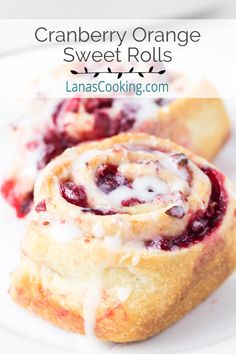 Two sweet rolls on a white plate. Cranberry Orange Rolls, Orange Sweet Rolls, Coffee Cake Muffins, Orange Rolls, Crescent Dough, Crescent Roll Dough, Breakfast Pastries, Sweet Rolls, Sticky Buns