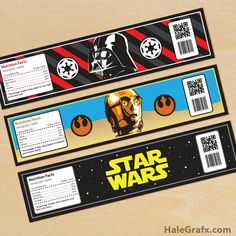 two star wars tickets with the same character on them, one has a darth vader helmet