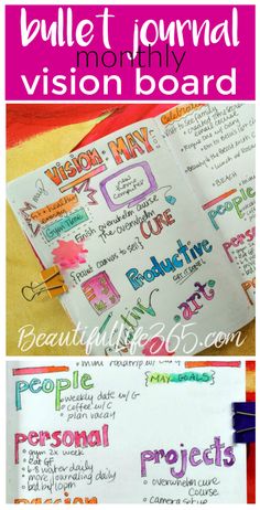 Fitness Vision Board Inspiration, Monthly Vision Board, Bullet Journal Vision Board, Journal Vision Board, Vision Board Book, How To Bullet Journal, Vision Board Diy, Bullet Journal Monthly