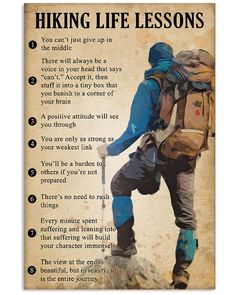 a hiker's guide to hiking life lessons on an old parchment paper background