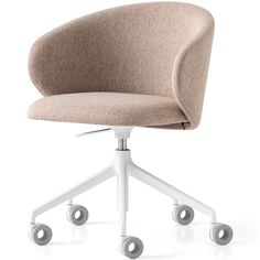 an office chair with wheels on the back and seat upholstered to the side