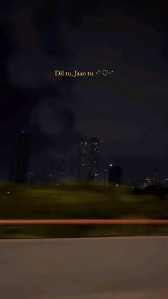 an airplane flying over a city at night with the word'dili, jah ras'written on it