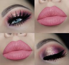 Makeup For White Dress, Maquillage Yeux Cut Crease, Eye Makeup Cut Crease, Makeup Charts, Pink Eye Makeup, Eye Makeup Pictures, Beautiful Eye Makeup, Eye Makeup Designs