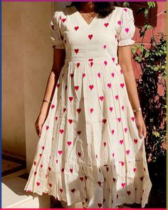 ❤❤This Outfit❤❤💃 . . . . [ Trendy tops 2024, Meesho finds, Heart-shaped pattern, Cotton frocks, Puff Sleeve Kurti Indian, Puff Sleeves Kurti, Frocks Designs For Women, A Line Kurti Designs, Short Frocks For Women, Frock Designs For Women, Middy Dress, Myntra Finds