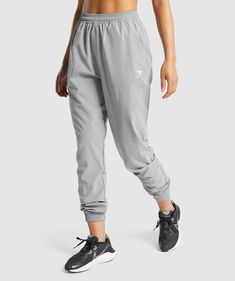 Gymshark Training Woven Joggers - Grey | Gymshark High Waisted Tights, Women Jogger Pants, Gym Shark, Bottom Workout, Squat Rack, Running Leggings, Athleisure Wear, In The Gym, Joggers Womens