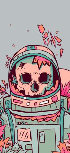 an astronaut with a skull in his helmet