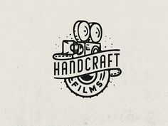 the logo for handcraft films is shown in black and white, with an image of a camera