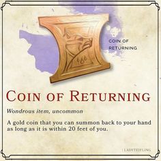 a sign that says coin of returning on it