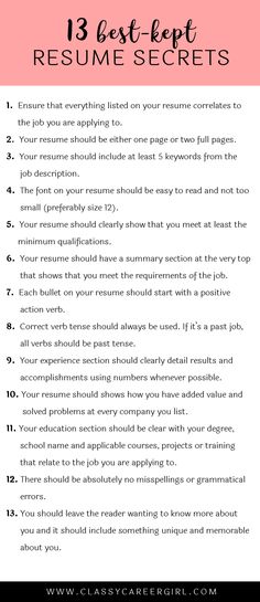 the 13 best - kept resume secrets