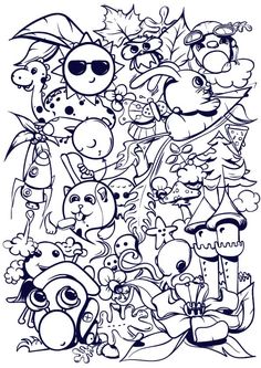 an image of cartoon characters in black and white