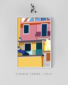 a poster with the words cinque terre italy on it's back side