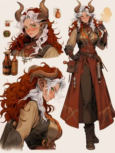 an image of a woman with horns on her head and long red hair holding a beer