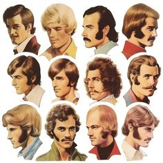 1980s Mens Hairstyles, 70s Facial Hair Men, 80’s Hair Men, 70s Aesthetic Hairstyles, Indie Hairstyle Men, 70s Hairstyles Men Long, 70s Sideburns, 70s Men Haircut, 70s Haircuts Men