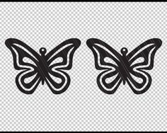 two butterflies with black and white designs on the wings, one is facing each other