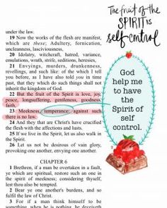 the fruit of the spirit and self - control text with an image of strawberries