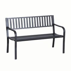 a metal bench sitting on top of a white background