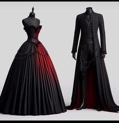 Vampire Inspired Wedding Dress, Black And Red Wedding Dresses The Bride, Blood Red Prom Dress, Gothic Formal Wear, Blood Red Wedding Dress, Dark Fantasy Gown, Black And Red Wedding Dress, Black Wedding Dresses Gothic, Red And Black Wedding Dress