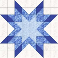 a blue and white quilted star pattern