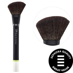 An angled face brush that helps sculpt, contour, and add color to the cheeks.Brush Formulation: All Formulas Brush Coverage: Buildable Bristle Type: Synthetic What Else You Need to Know: The SEPHORA COLLECTION Cheek Brush is your go-to brush to sculpt and add a pop of color to the cheeks in just one swipe. It is perfectly angled and the unique shape of the head hugs the contours of your face, cheeks, temples and jawline for a smooth and precise application. This all-in-one cheek brush is designed to achieve flawless results with blush, bronzer and contour.The Essential Brush Collection has been developed with a more responsible approach. The bristles are vegan and made with synthetic hair Face Brush, Sephora Collection, Bronzer, Synthetic Hair, Sephora, Blush, Color Pop, Makeup, Color