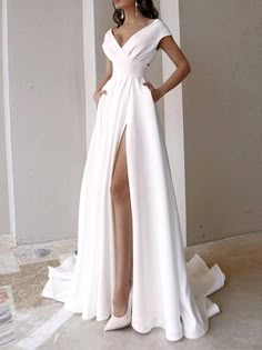 White Long Skirt, Womens Prom Dresses, Split Maxi Dress, Maxi Skirts, Prom Party Dresses, Sierra Leone, Waist Dress