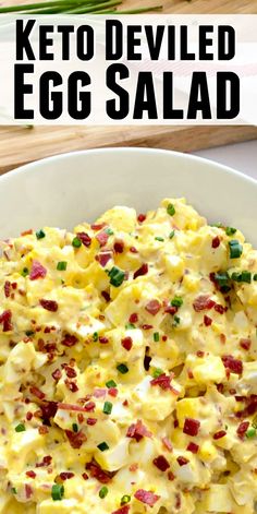 this keto deviled egg salad is loaded with eggs and bacon