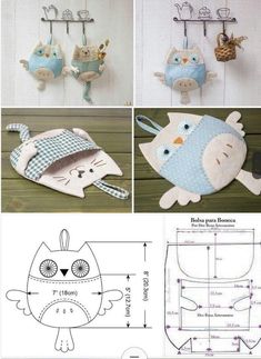 the instructions for sewing an owl and bird purse