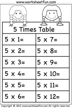 4 And 5 Times Tables Worksheets To Print