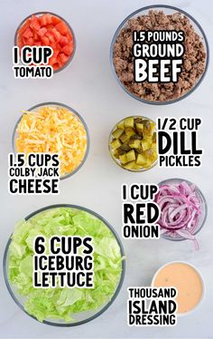 an image of different types of salads in bowls with the instructions to make them