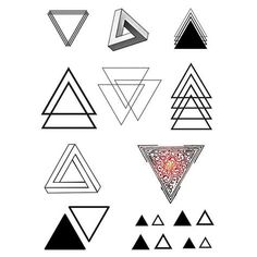 several different shapes are shown in black and white on a white background, including triangles