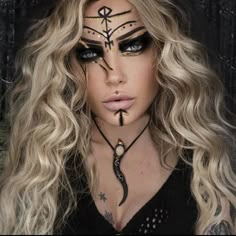 Viking Princess Makeup, Viking Witch Costume, Wiccan Makeup, Dark Fairy Makeup, Viking Halloween Costume