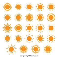 the sun icon set is shown in orange and has many different shapes to choose from