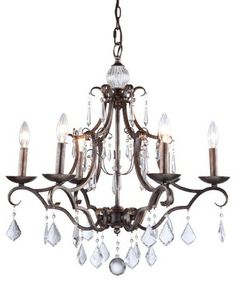 a chandelier with crystal drops hanging from it's center and four lights on each side