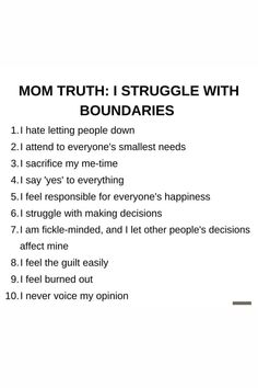 a white poster with the words mom truth struggle with boundaries