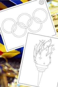 the olympic rings coloring pages are next to each other