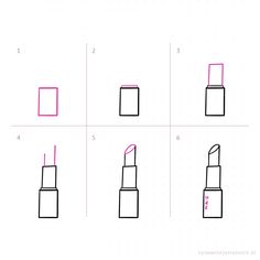 how to draw lipstick step by step