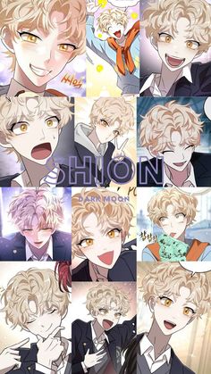 an anime character collage with many different faces and hair color options, including blondes