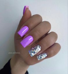 Rave Nails, Luv Nails, Black Nails With Glitter, Diamond Nail Art, Colored Acrylic Nails, Summery Nails, Rainbow Nails, Diamond Nails