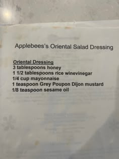 Applebees Orientalist Dressing, Homemade Dressings, Salad Dressing Recipes Healthy, Asian Salad, Copykat Recipes