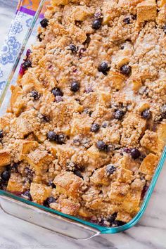 french toast casserole recipe in a glass baking dish