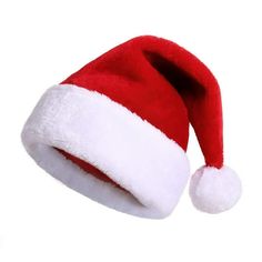 a red and white santa hat on a white background