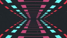 an abstract background with lines and squares in pink, blue, and green on a black background