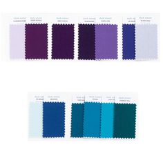 the pantone palette is shown with different shades of blue, purple, and green