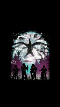 the silhouettes of people riding bikes in front of an image of a giant bird