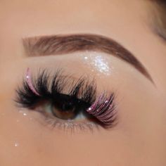 FEATURES 3D mink black with pink color & pink glitter on outer corner wispy lash flexible and lightweight band reusable up to 30+ with proper care Length: 17mm Pink Glitter Lash Extensions, Pink Glitter Lashes, Eyelash Extensions With Red, Pink And Black Lashes, Lash Extensions With Pink, Valentine Lashes, Valentines Day Lashes, Eyelash Extensions With Color, Pink Lash Extensions